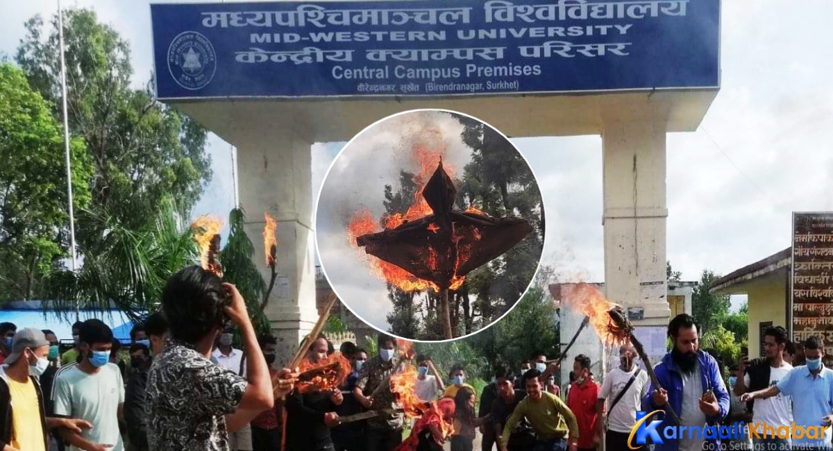 विश्वविद्यालयको गेटमै जलाइयो उपकूलतिको पुत्ला